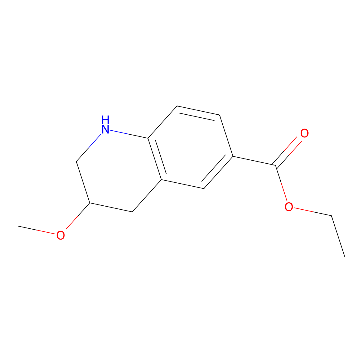 Ethyl 3-methoxy-1,2,3,4-tetrahydroquinoline-6-carboxylate molecular structure, CAS 2913412-64-1