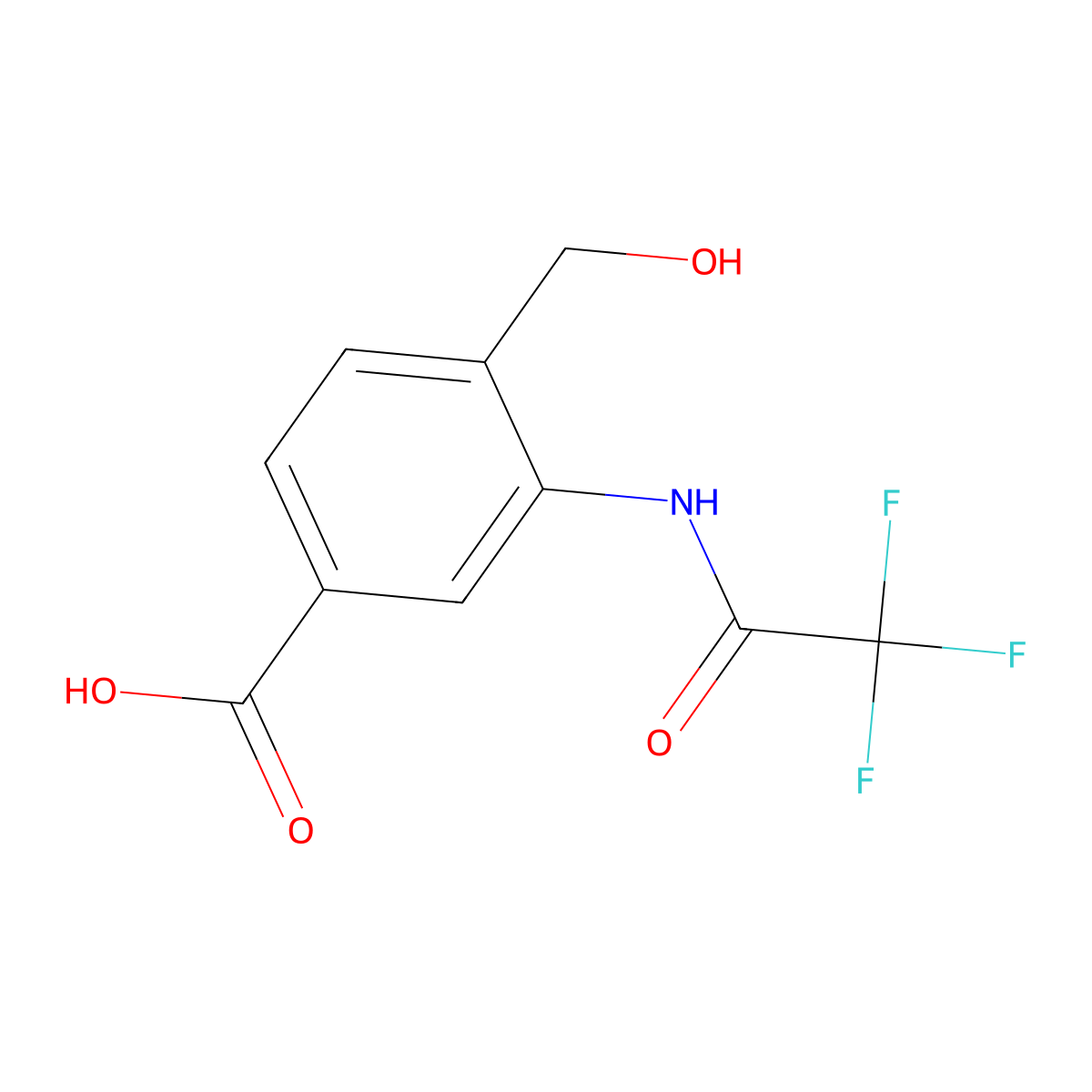 4-(Hydroxymethyl)-3-(2,2,2-trifluoroacetamido)benzoic acid molecular structure, CAS 2913412-65-2