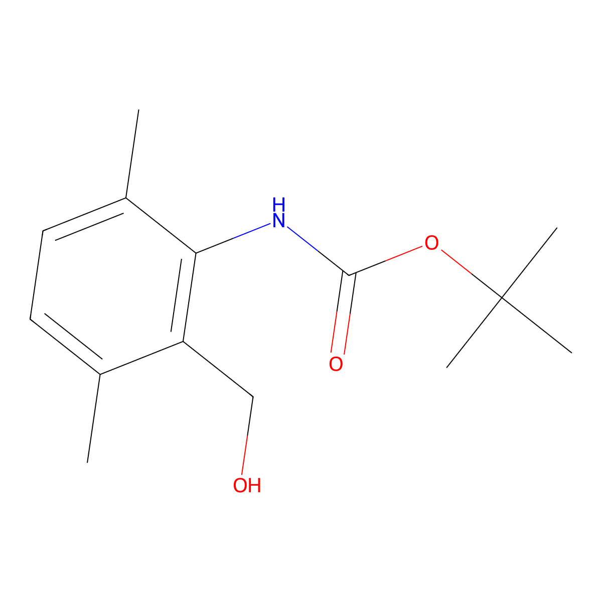 tert-butyl N-[2-(hydroxymethyl)-3,6-dimethylphenyl]carbamate molecular structure, CAS 2913412-67-4