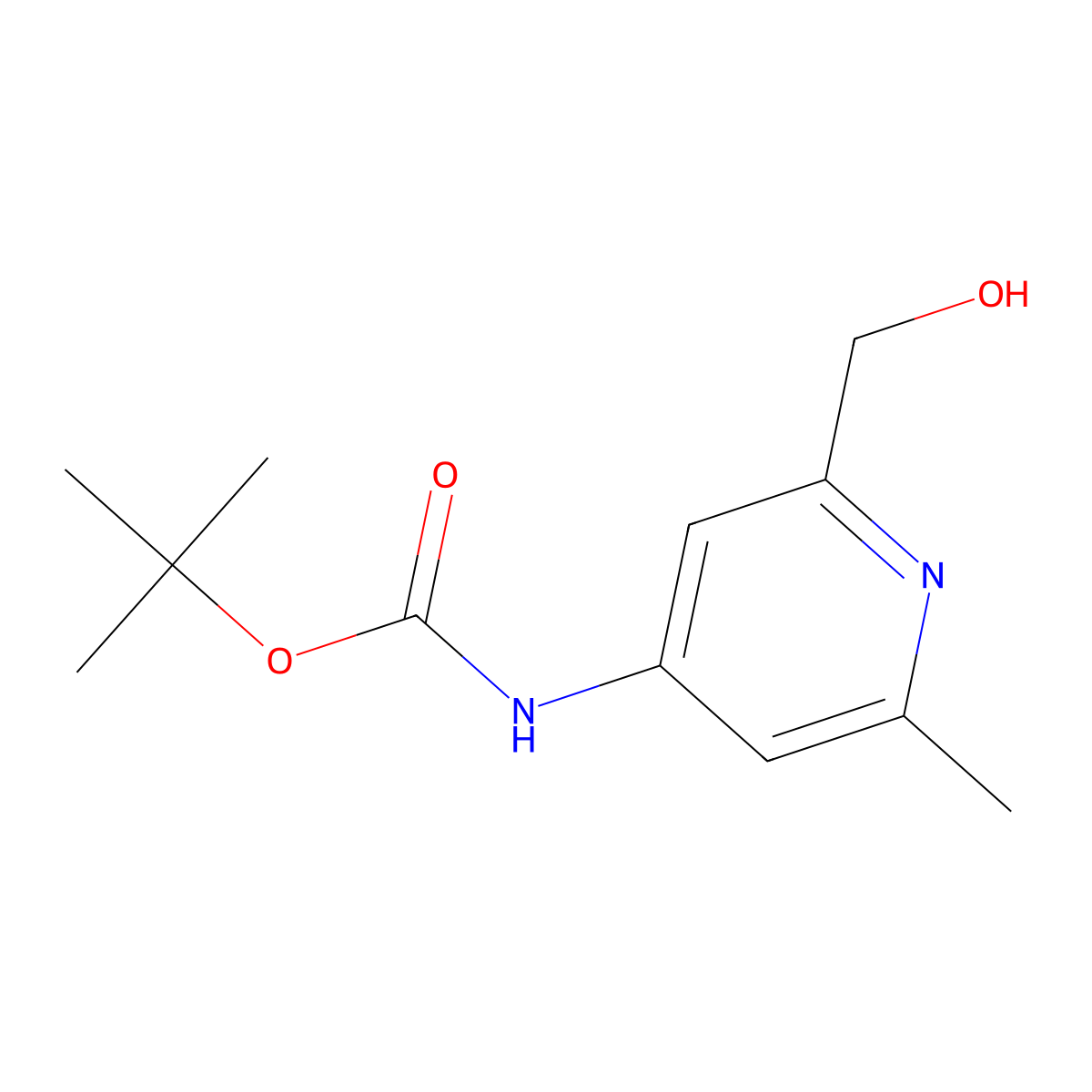 tert-butyl N-[2-(hydroxymethyl)-6-methylpyridin-4-yl]carbamate molecular structure, CAS 2913412-71-0