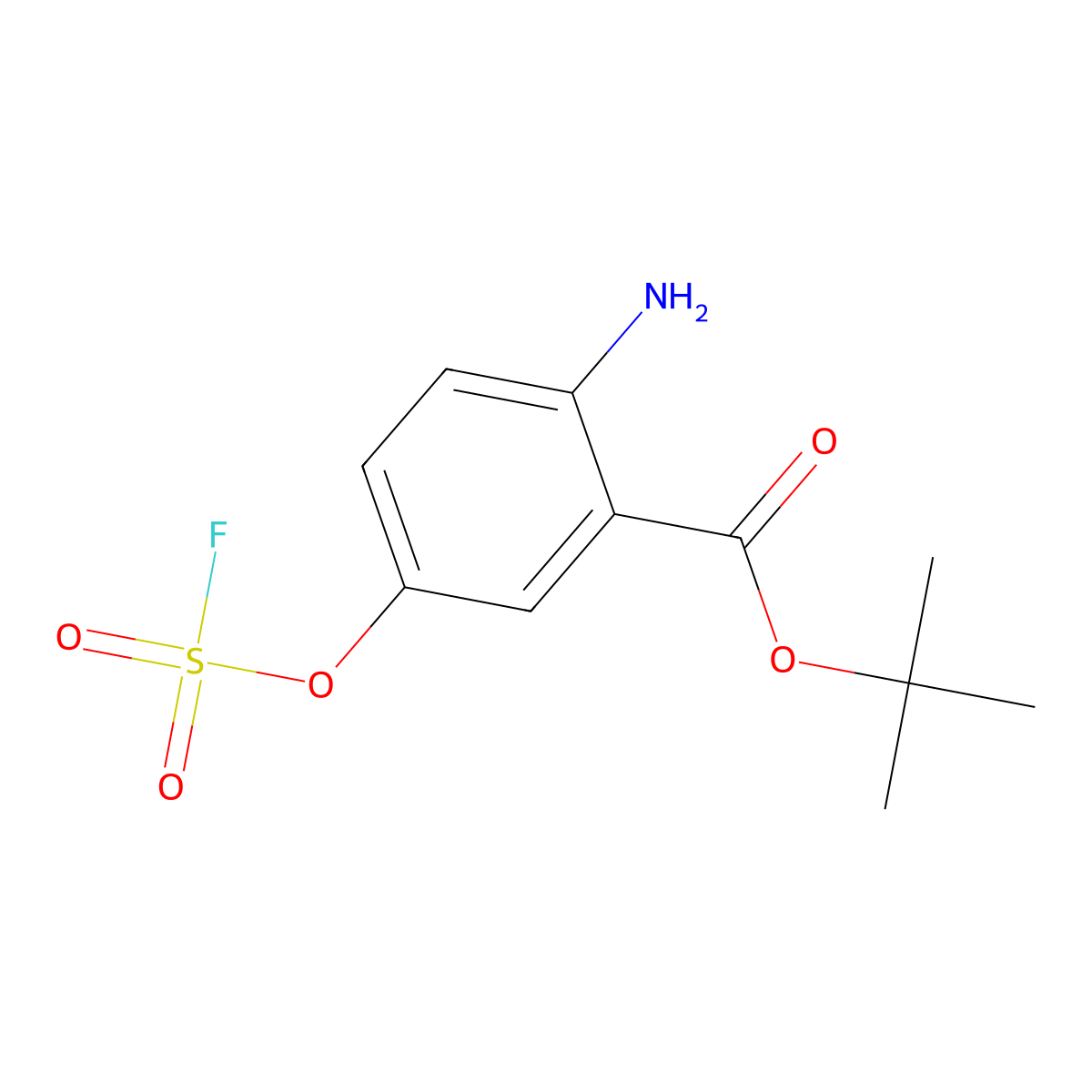 Tert-butyl 2-amino-5-[(fluorosulfonyl)oxy]benzoate molecular structure, CAS 2913412-84-5
