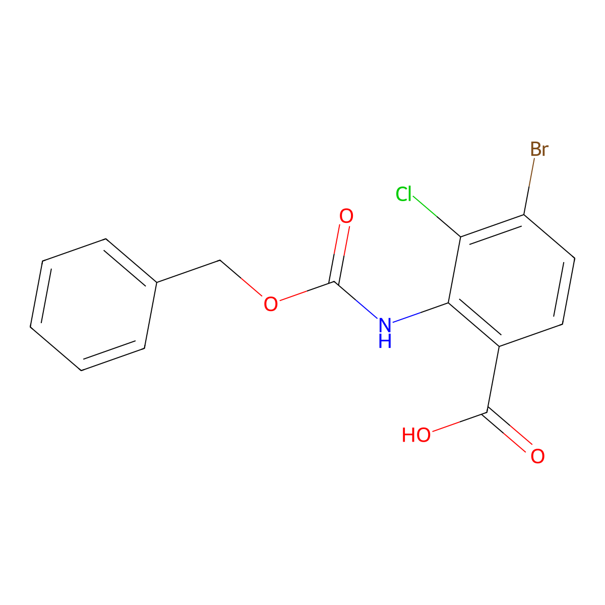 2-{[(Benzyloxy)carbonyl]amino}-4-bromo-3-chlorobenzoic acid molecular structure, CAS 2913412-93-6