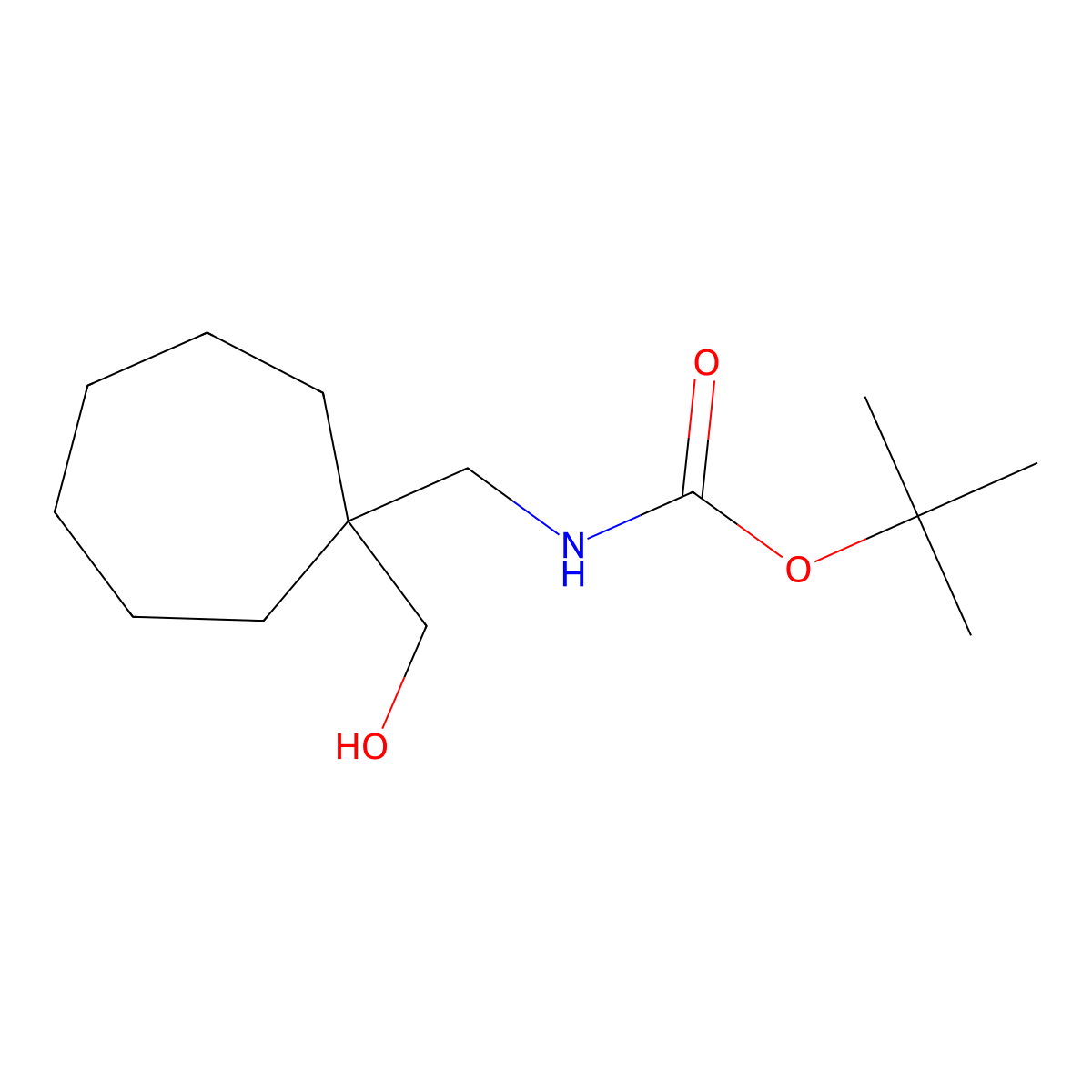 tert-butyl N-{[1-(hydroxymethyl)cycloheptyl]methyl}carbamate molecular structure, CAS 2913412-98-1