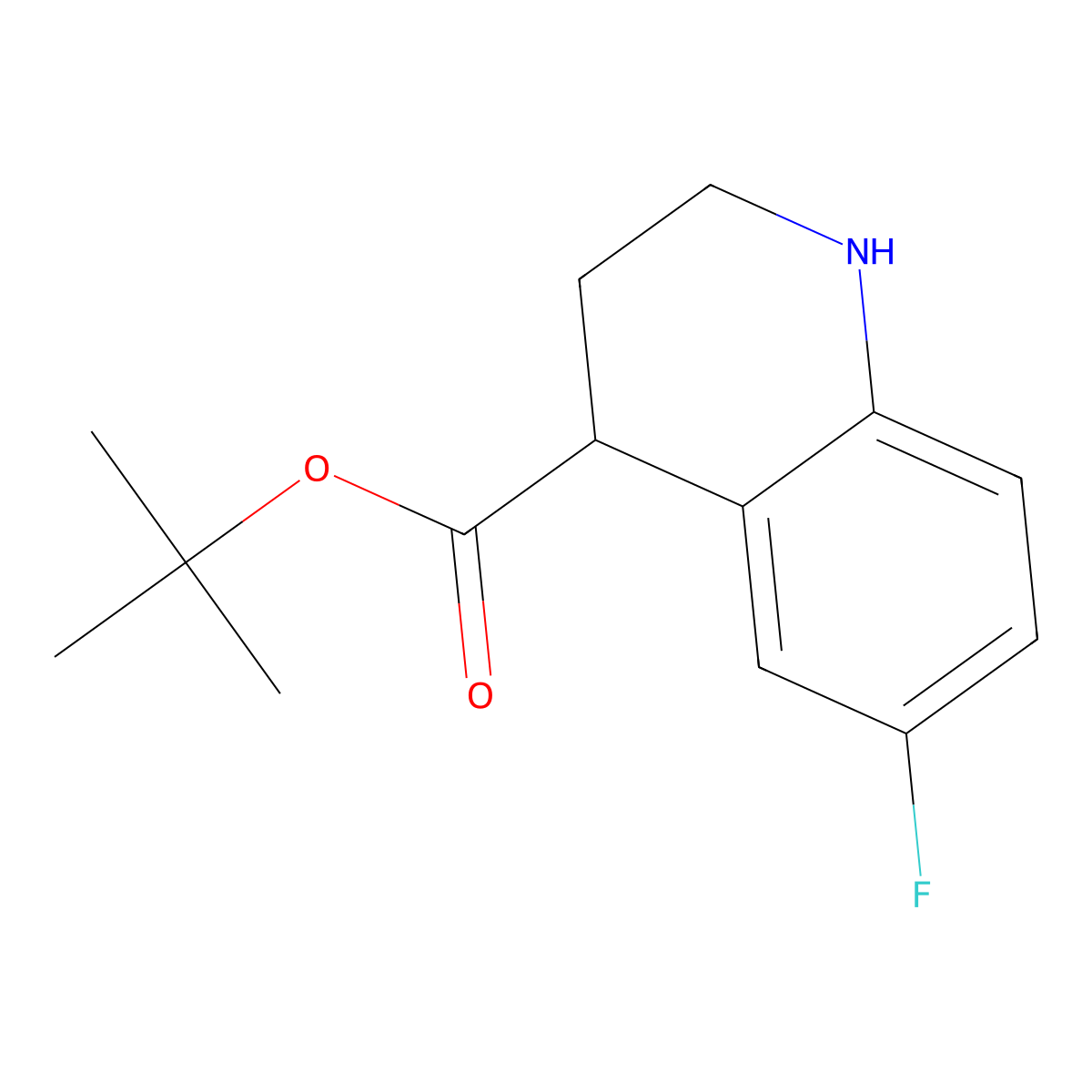 Tert-butyl 6-fluoro-1,2,3,4-tetrahydroquinoline-4-carboxylate molecular structure, CAS 2913413-01-9