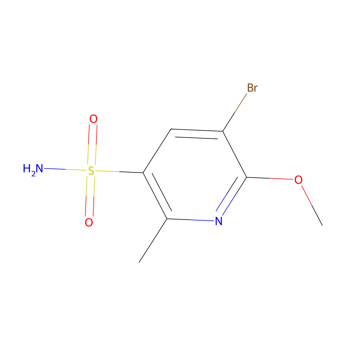 5-Bromo-6-methoxy-2-methylpyridine-3-sulfonamide molecular structure, CAS 2913413-16-6