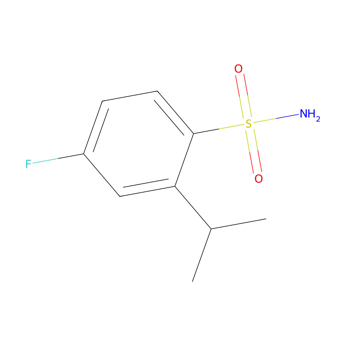 4-Fluoro-2-(propan-2-yl)benzene-1-sulfonamide molecular structure, CAS 2913413-35-9