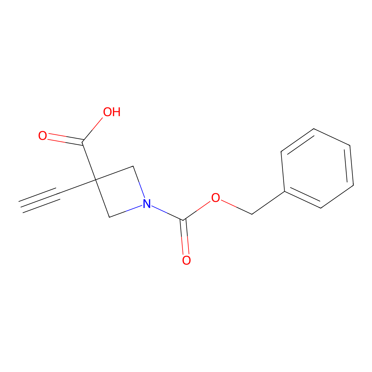 1-[(Benzyloxy)carbonyl]-3-ethynylazetidine-3-carboxylic acid molecular structure, CAS 2913413-47-3