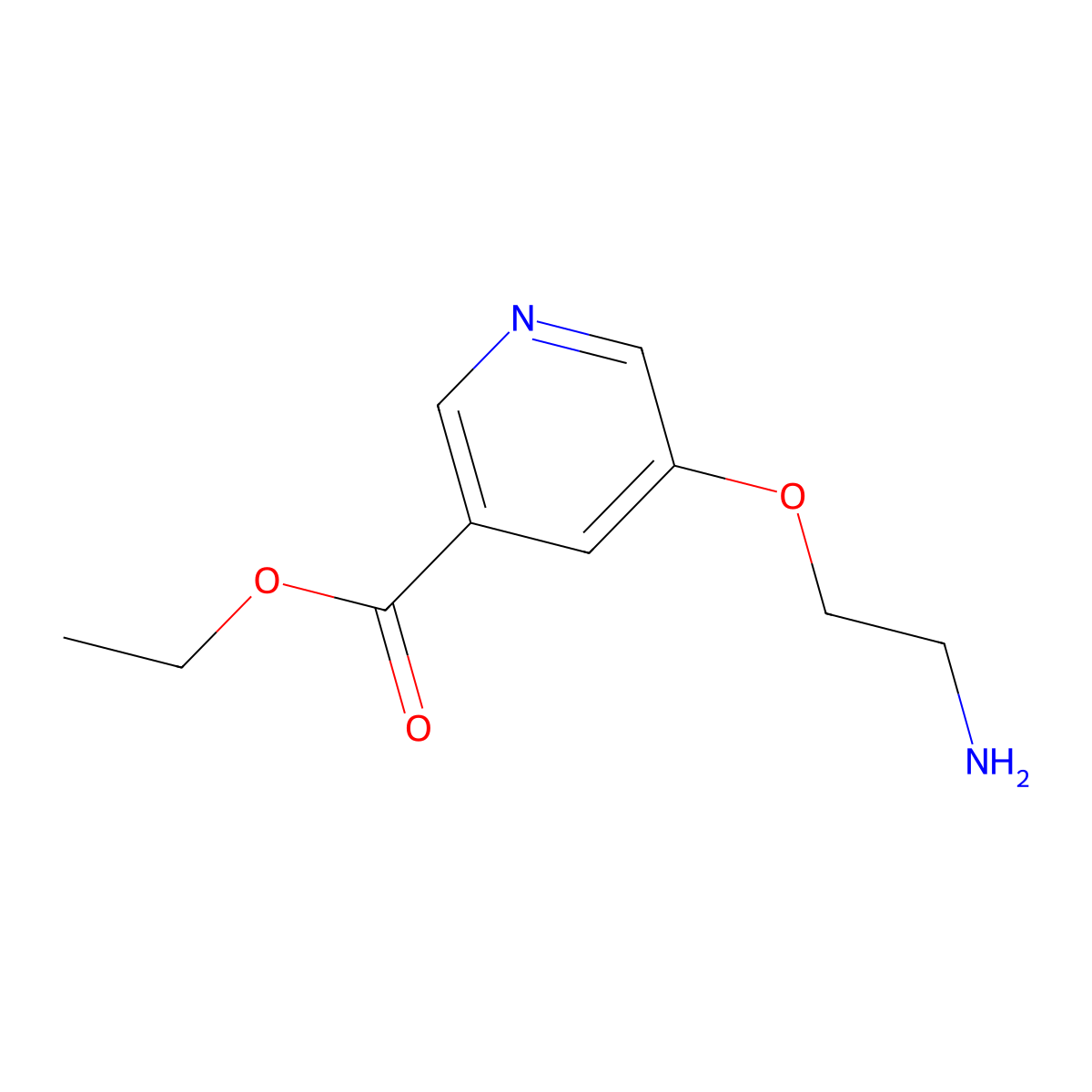 Ethyl 5-(2-aminoethoxy)pyridine-3-carboxylate molecular structure, CAS 2913413-48-4