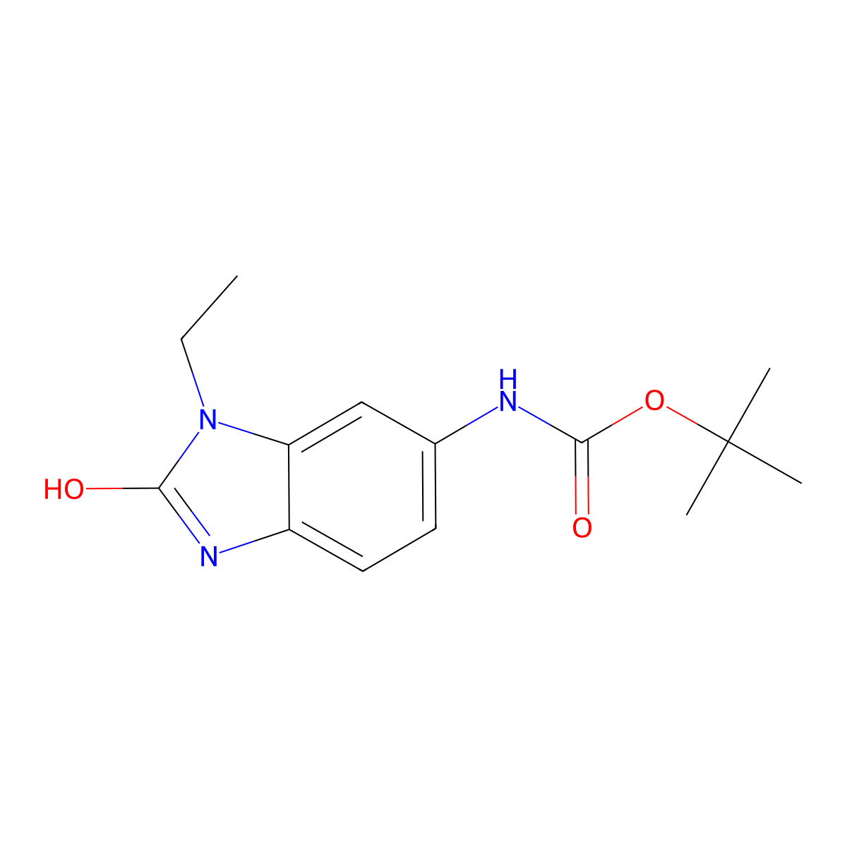 tert-butyl N-(1-ethyl-2-hydroxy-1H-1,3-benzodiazol-6-yl)carbamate molecular structure, CAS 2913413-58-6