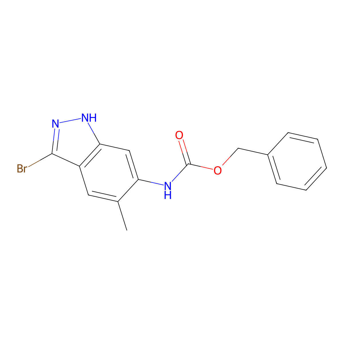 benzyl N-(3-bromo-5-methyl-1H-indazol-6-yl)carbamate molecular structure, CAS 2913413-68-8