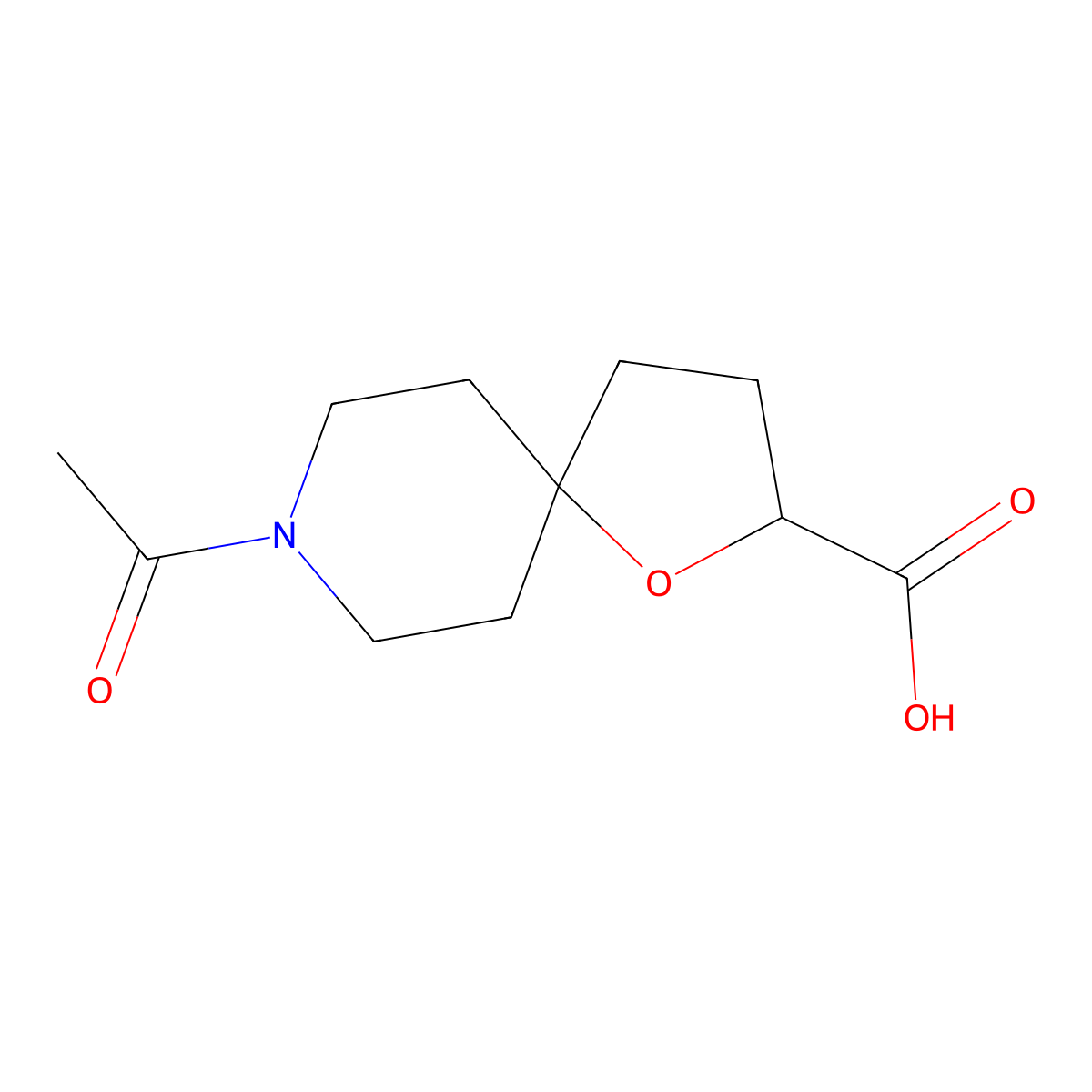 8-Acetyl-1-oxa-8-azaspiro[4.5]decane-2-carboxylic acid molecular structure, CAS 2913413-73-5