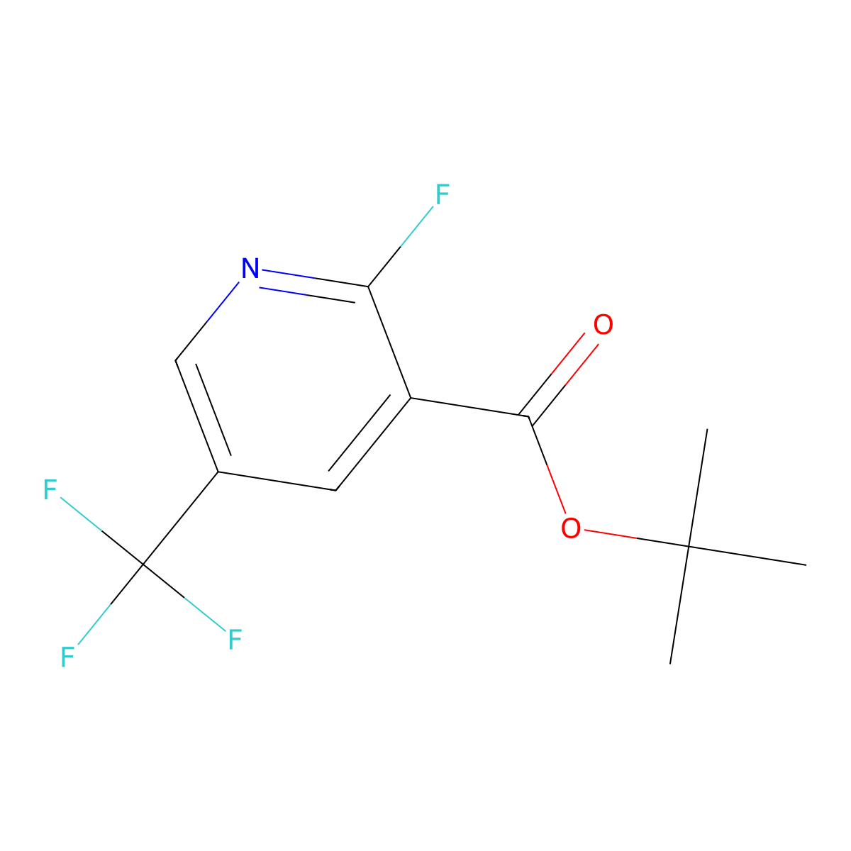 Tert-butyl 2-fluoro-5-(trifluoromethyl)pyridine-3-carboxylate molecular structure, CAS 2913413-80-4