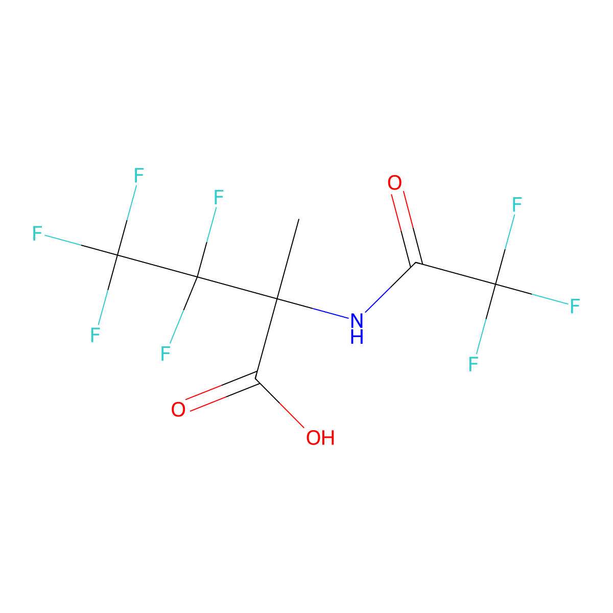 3,3,4,4,4-Pentafluoro-2-methyl-2-(2,2,2-trifluoroacetamido)butanoic acid molecular structure, CAS 2913413-82-6