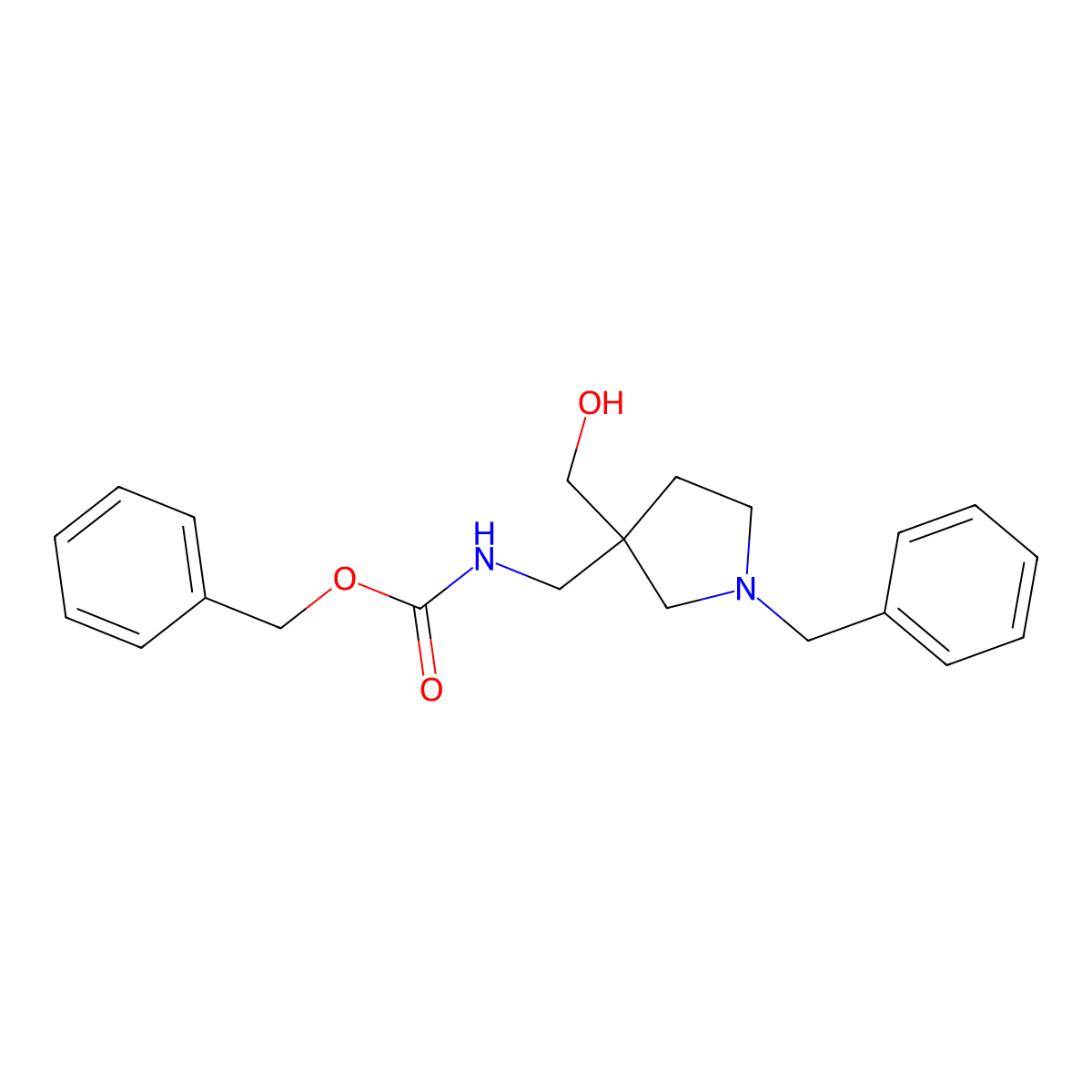 benzyl N-{[1-benzyl-3-(hydroxymethyl)pyrrolidin-3-yl]methyl}carbamate molecular structure, CAS 2913413-91-7