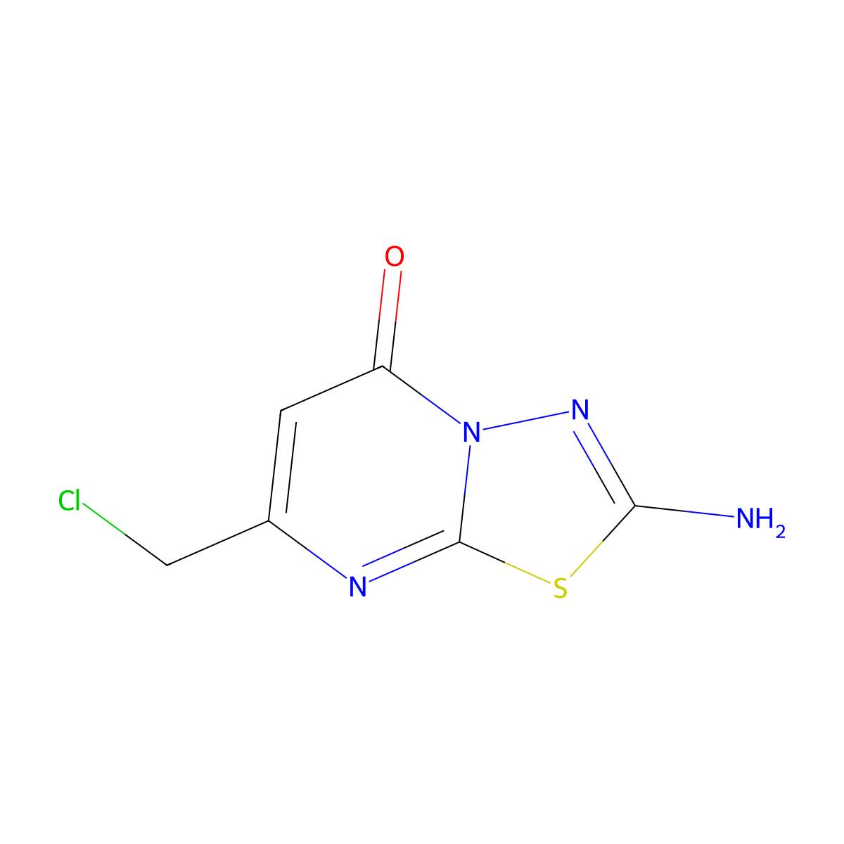 2-amino-7-(chloromethyl)-5H-[1,3,4]thiadiazolo[3,2-a]pyrimidin-5-one molecular structure, CAS 2913414-15-8