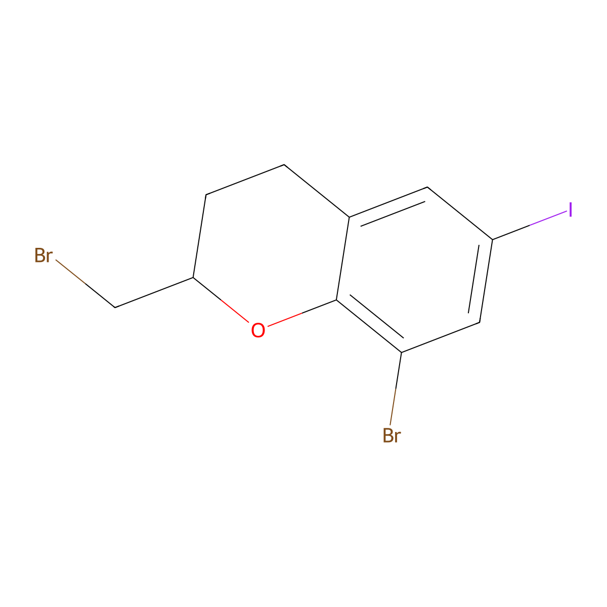 8-bromo-2-(bromomethyl)-6-iodo-3,4-dihydro-2H-1-benzopyran molecular structure, CAS 2913414-17-0