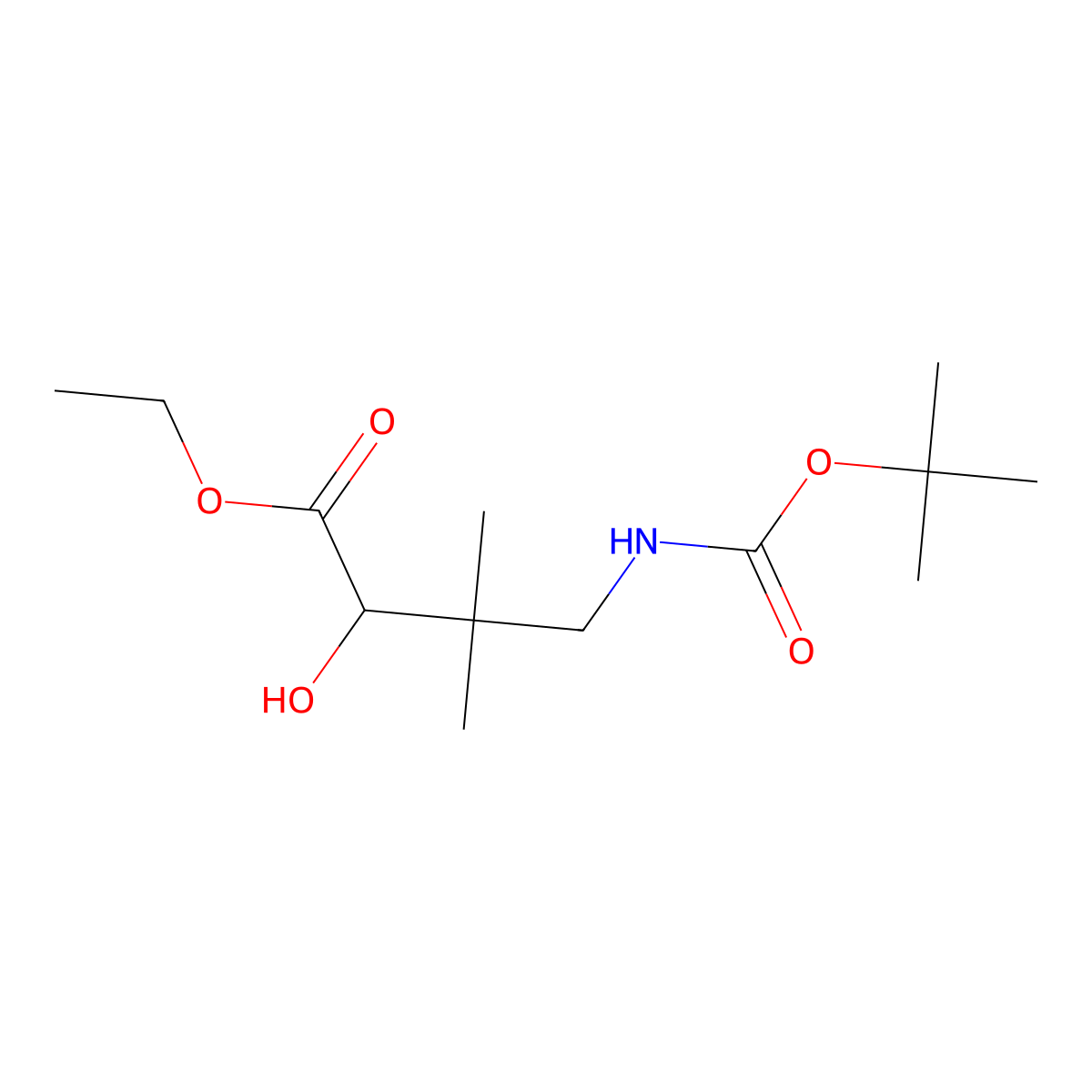 Ethyl 4-{[(tert-butoxy)carbonyl]amino}-2-hydroxy-3,3-dimethylbutanoate molecular structure, CAS 2913414-22-7