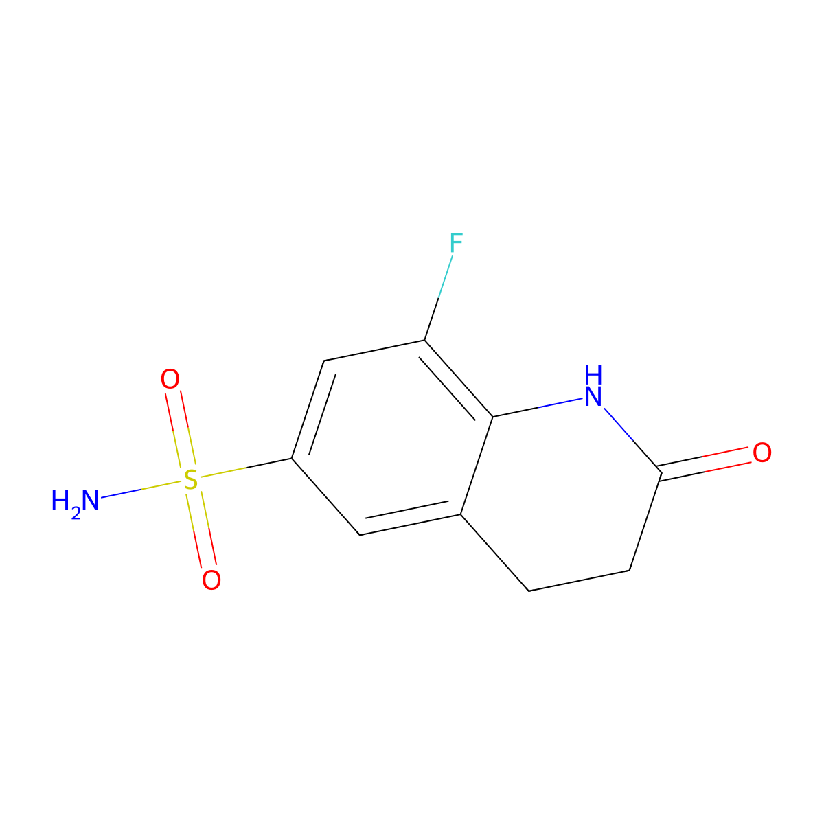 8-Fluoro-2-oxo-1,2,3,4-tetrahydroquinoline-6-sulfonamide molecular structure, CAS 2913414-28-3