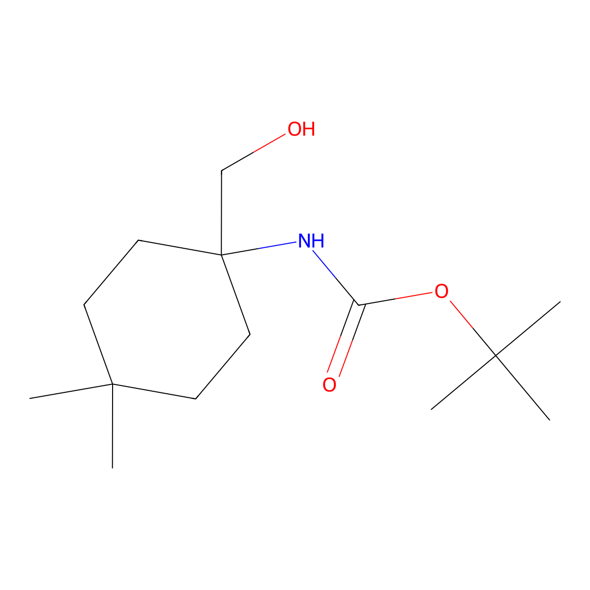 tert-butyl N-[1-(hydroxymethyl)-4,4-dimethylcyclohexyl]carbamate molecular structure, CAS 2913414-40-9