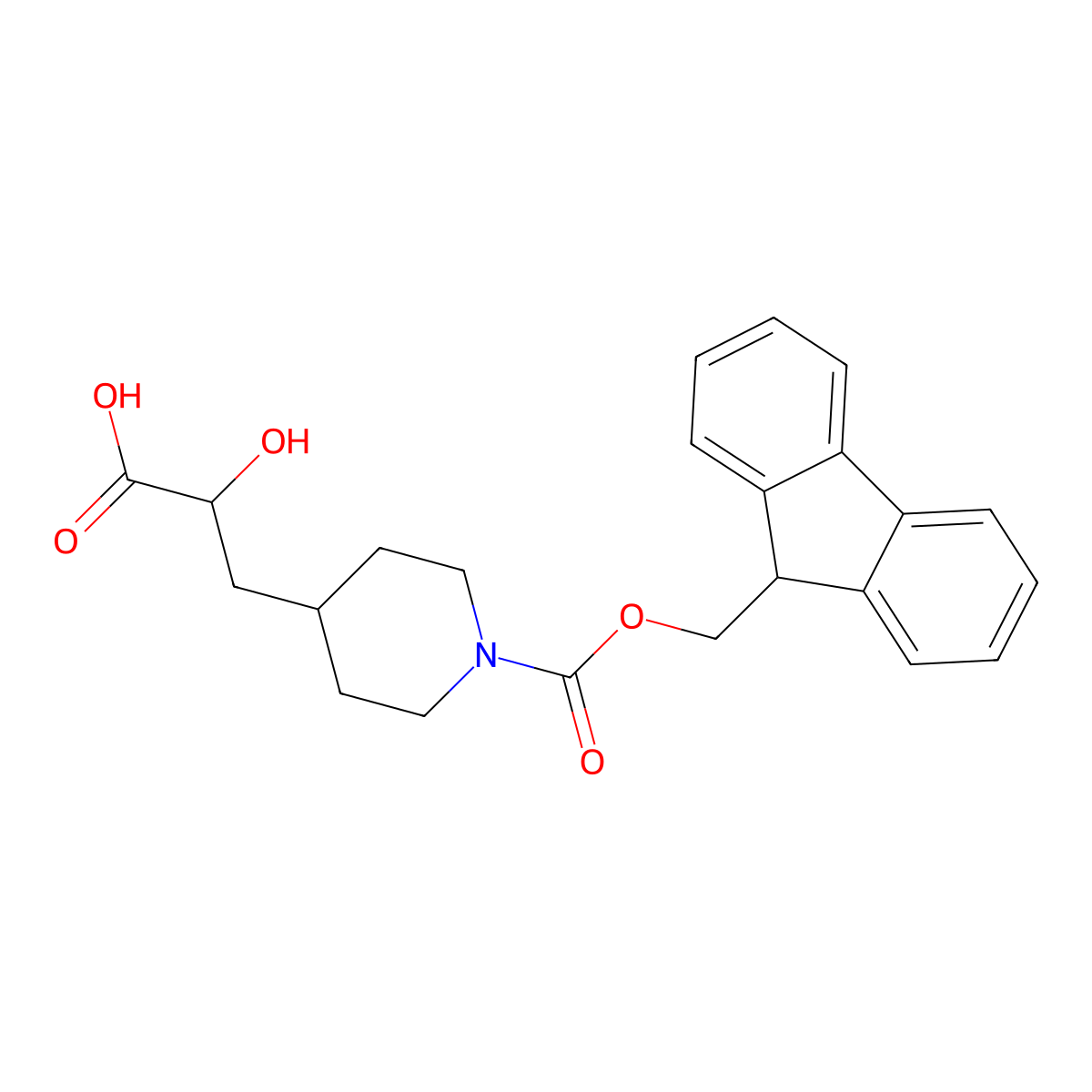 3-(1-{[(9H-fluoren-9-yl)methoxy]carbonyl}piperidin-4-yl)-2-hydroxypropanoic acid molecular structure, CAS 2913414-42-1