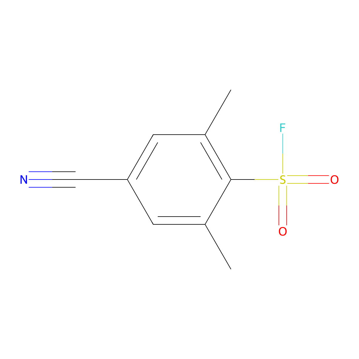 4-Cyano-2,6-dimethylbenzene-1-sulfonyl fluoride molecular structure, CAS 2913414-44-3