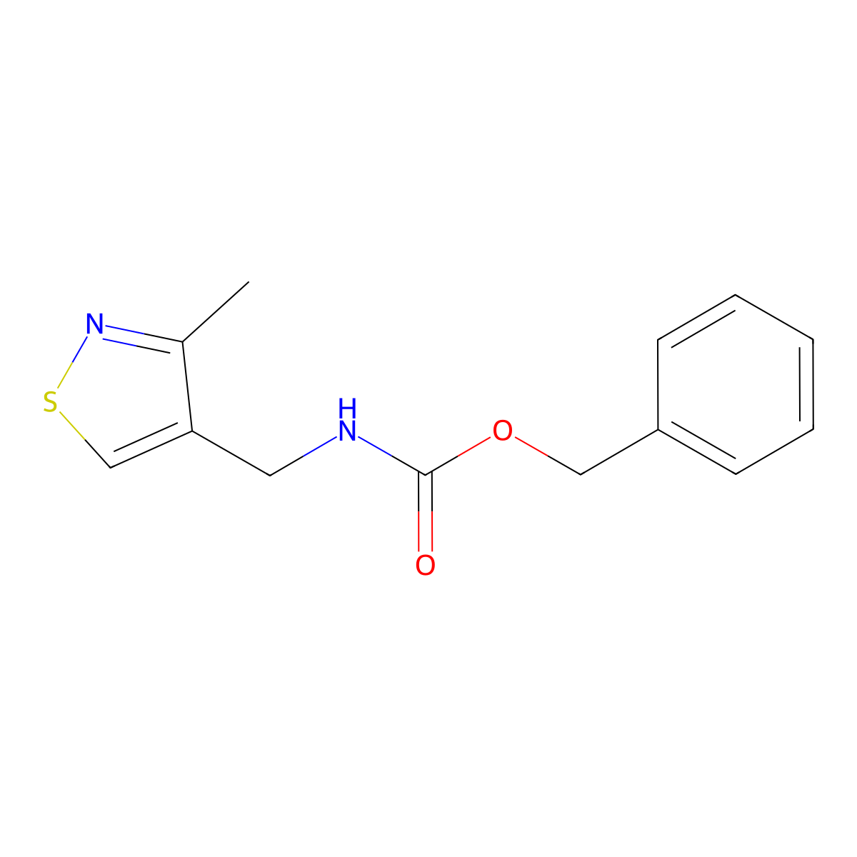 benzyl N-[(3-methyl-1,2-thiazol-4-yl)methyl]carbamate molecular structure, CAS 2913414-57-8