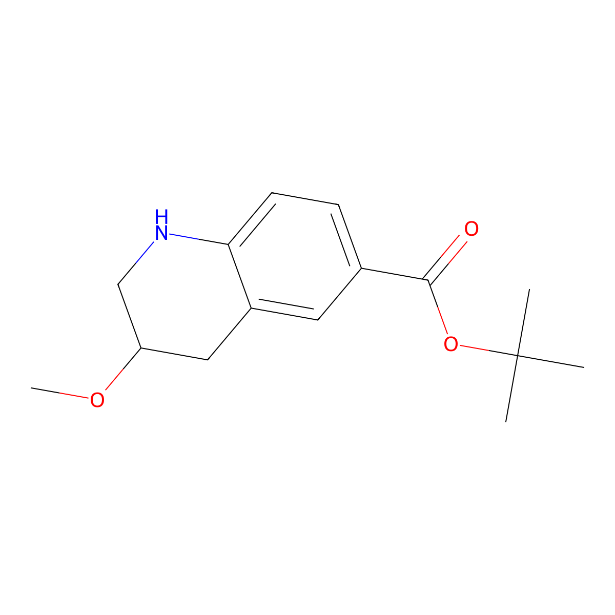 Tert-butyl 3-methoxy-1,2,3,4-tetrahydroquinoline-6-carboxylate molecular structure, CAS 2913414-58-9