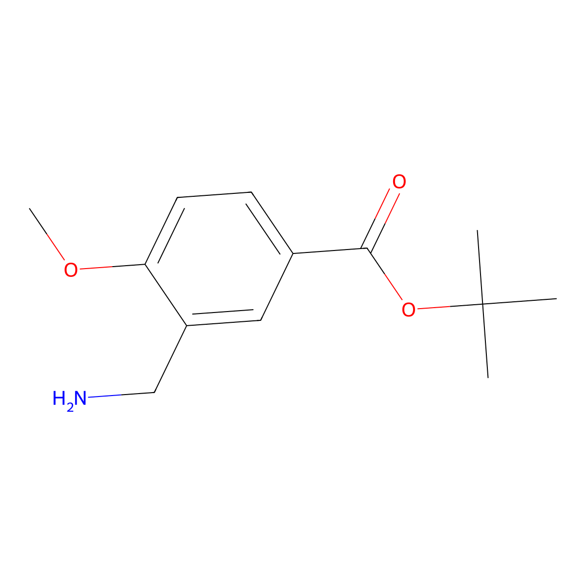 Tert-butyl 3-(aminomethyl)-4-methoxybenzoate molecular structure, CAS 2913414-71-6