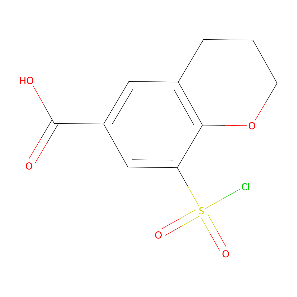 8-(chlorosulfonyl)-3,4-dihydro-2H-1-benzopyran-6-carboxylic acid molecular structure, CAS 2913414-86-3