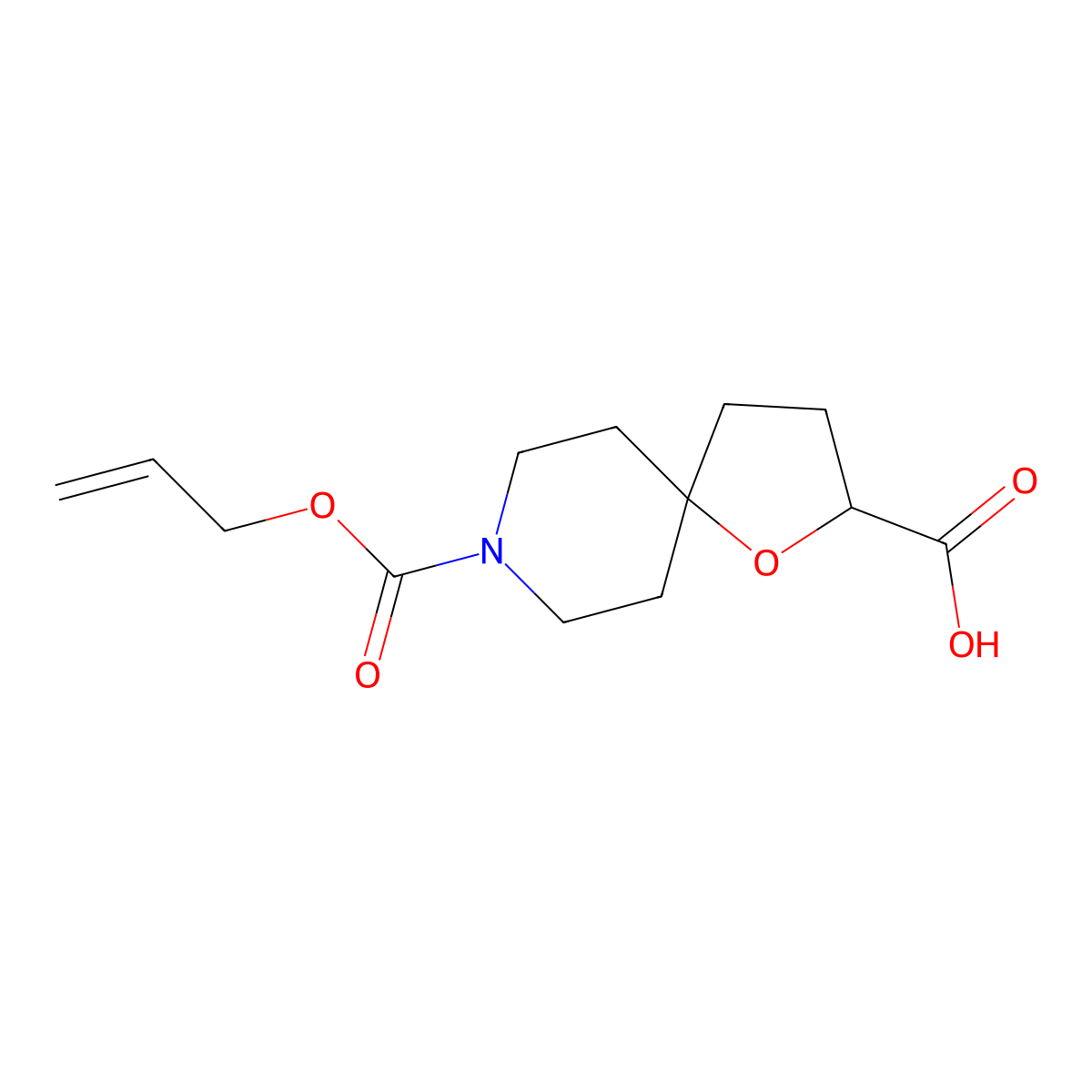 8-[(Prop-2-en-1-yloxy)carbonyl]-1-oxa-8-azaspiro[4.5]decane-2-carboxylic acid molecular structure, CAS 2913414-90-9