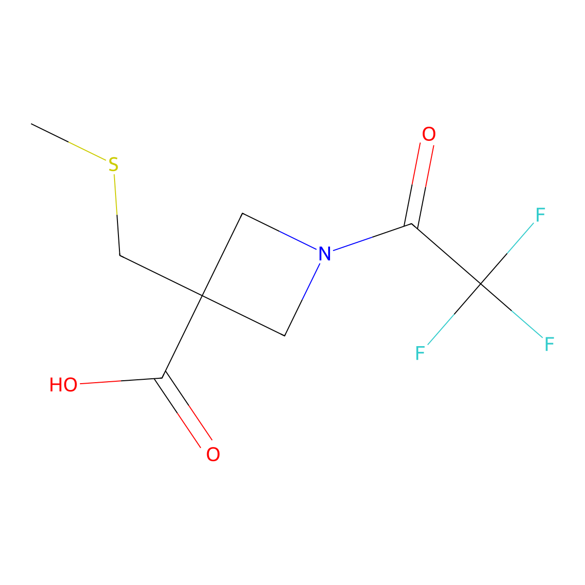 3-[(Methylsulfanyl)methyl]-1-(2,2,2-trifluoroacetyl)azetidine-3-carboxylic acid molecular structure, CAS 2913414-91-0