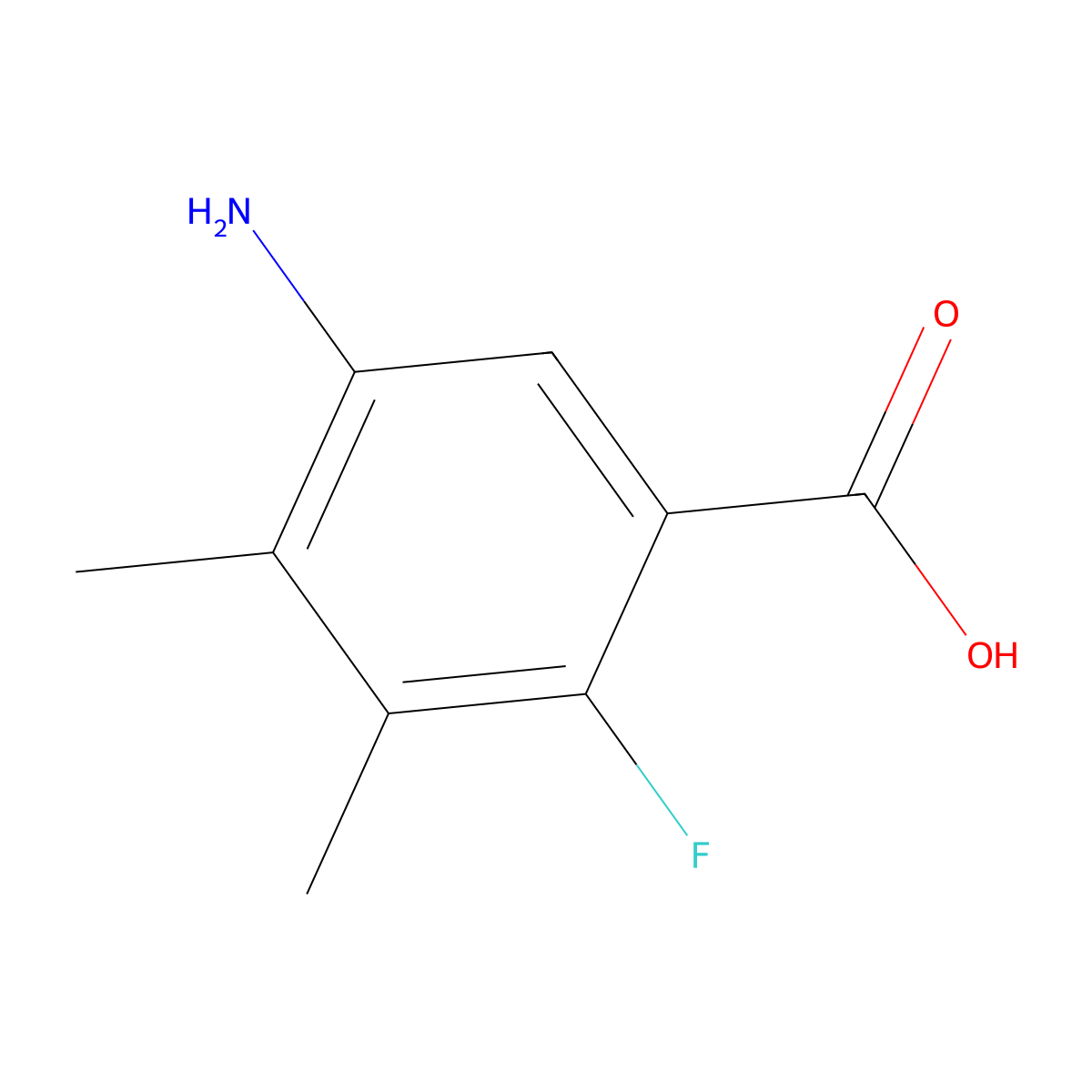 5-Amino-2-fluoro-3,4-dimethylbenzoic acid molecular structure, CAS 2913414-93-2