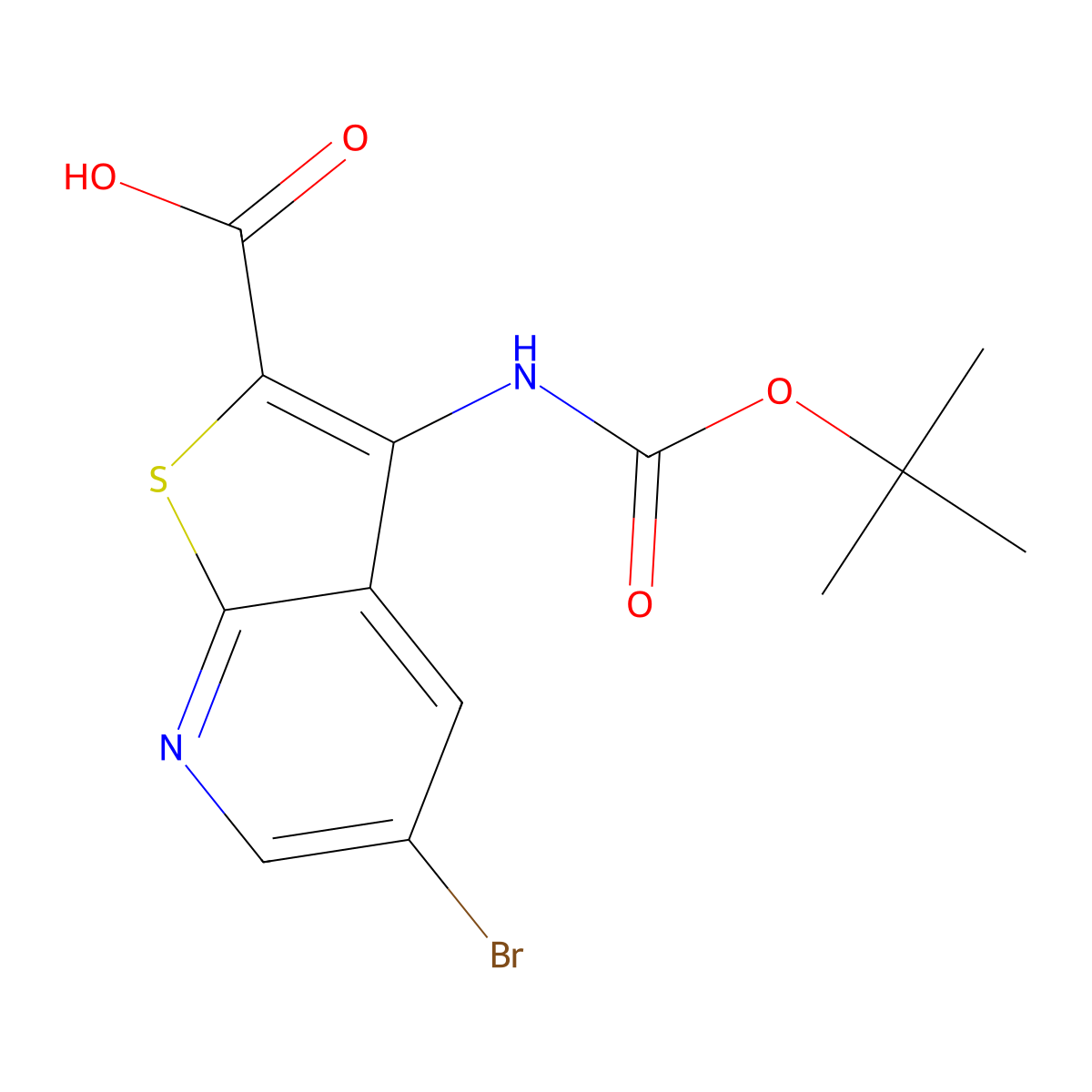 5-Bromo-3-{[(tert-butoxy)carbonyl]amino}thieno[2,3-b]pyridine-2-carboxylic acid molecular structure, CAS 2913415-01-5