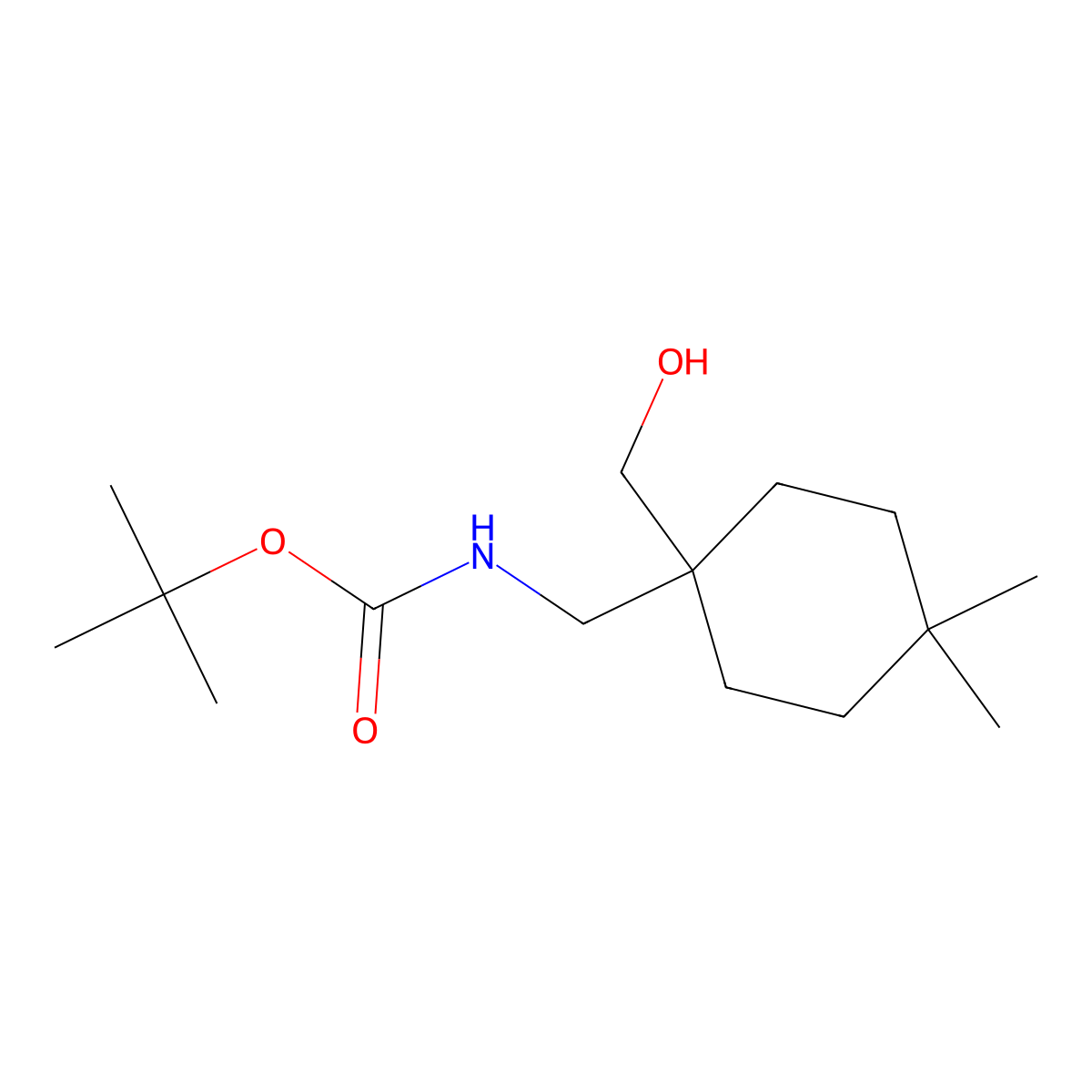 tert-butyl N-{[1-(hydroxymethyl)-4,4-dimethylcyclohexyl]methyl}carbamate molecular structure, CAS 2913415-02-6