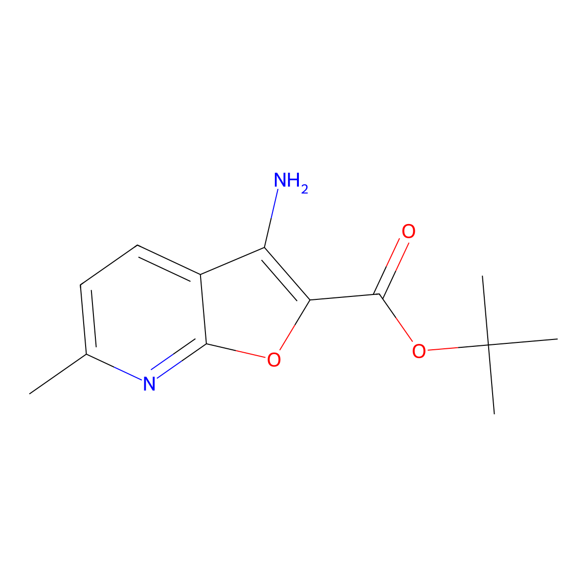 Tert-butyl 3-amino-6-methylfuro[2,3-b]pyridine-2-carboxylate molecular structure, CAS 2913415-04-8