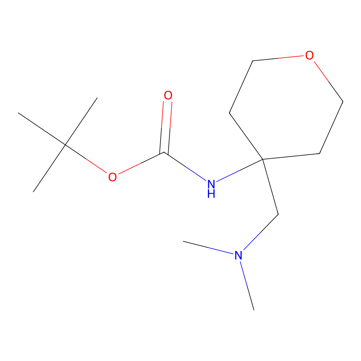 tert-butyl N-{4-[(dimethylamino)methyl]oxan-4-yl}carbamate molecular structure, CAS 2913415-18-4