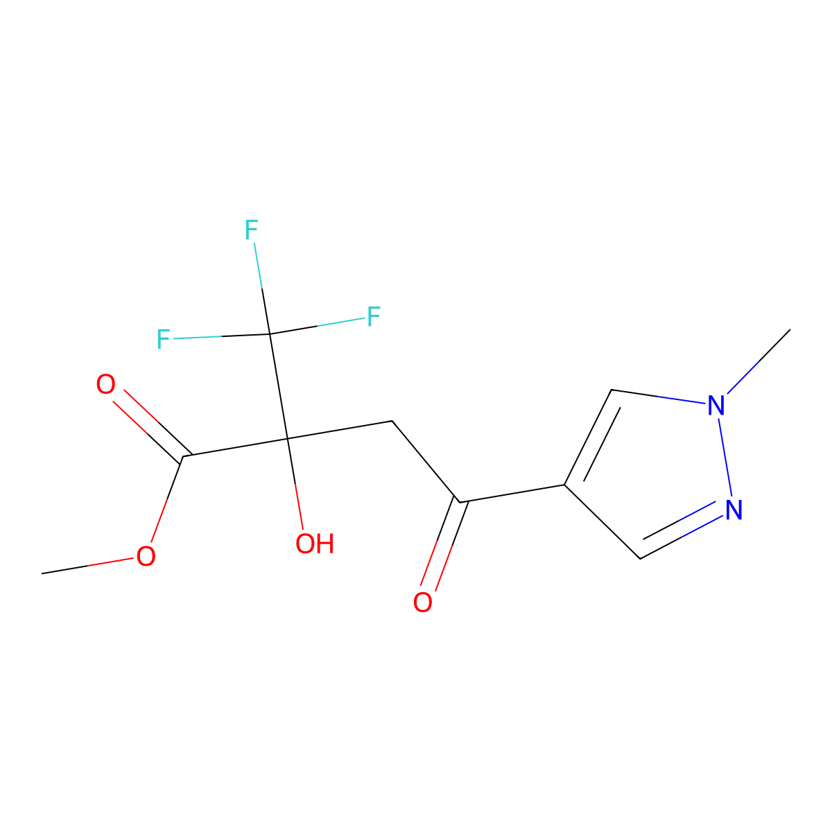 methyl 2-hydroxy-4-(1-methyl-1H-pyrazol-4-yl)-4-oxo-2-(trifluoromethyl)butanoate molecular structure, CAS 2913415-31-1
