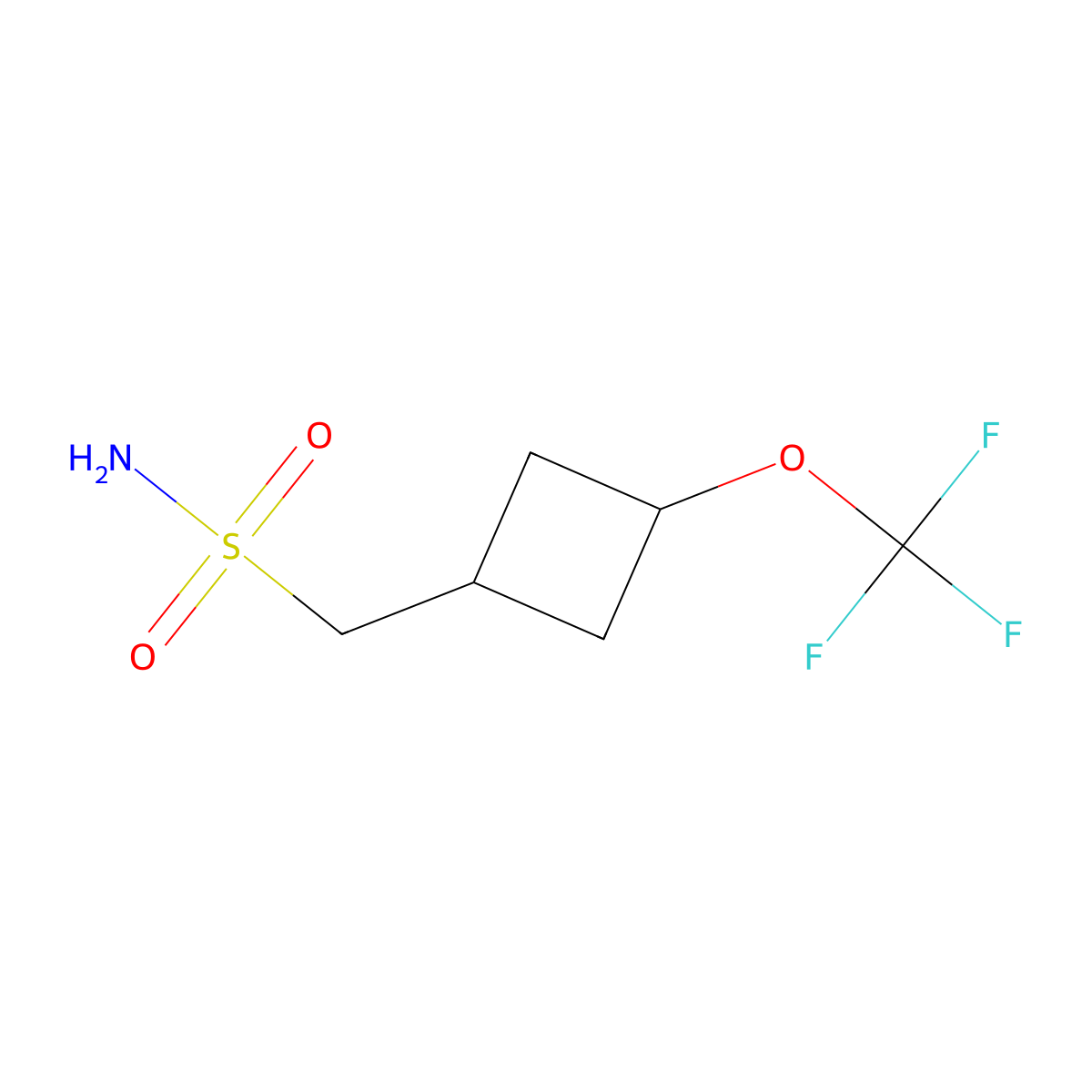 [3-(Trifluoromethoxy)cyclobutyl]methanesulfonamide molecular structure, CAS 2913415-32-2