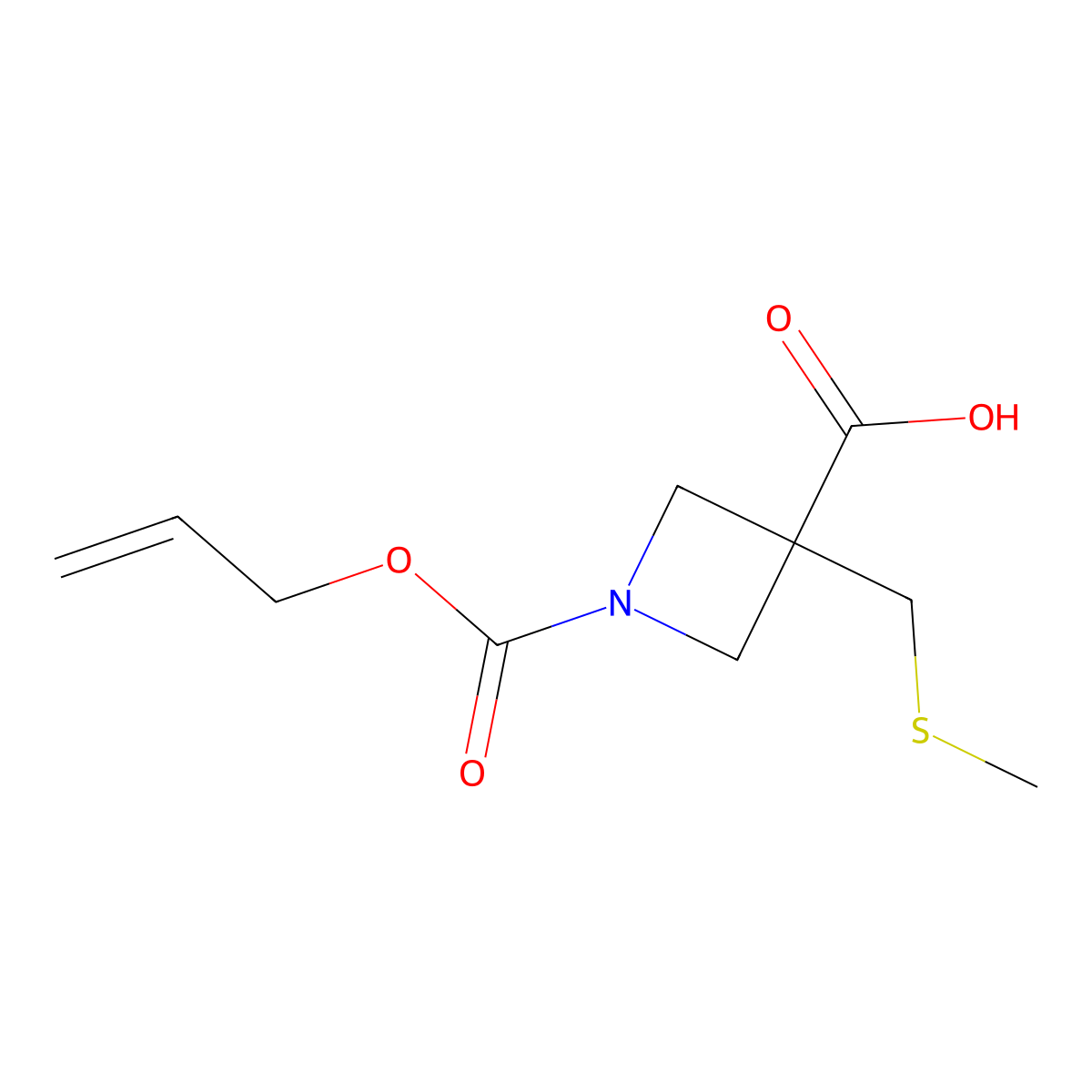 3-[(Methylsulfanyl)methyl]-1-[(prop-2-en-1-yloxy)carbonyl]azetidine-3-carboxylic acid molecular structure, CAS 2913415-43-5