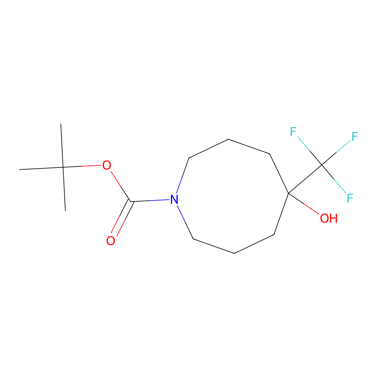 Tert-butyl 5-hydroxy-5-(trifluoromethyl)azocane-1-carboxylate molecular structure, CAS 2913415-50-4