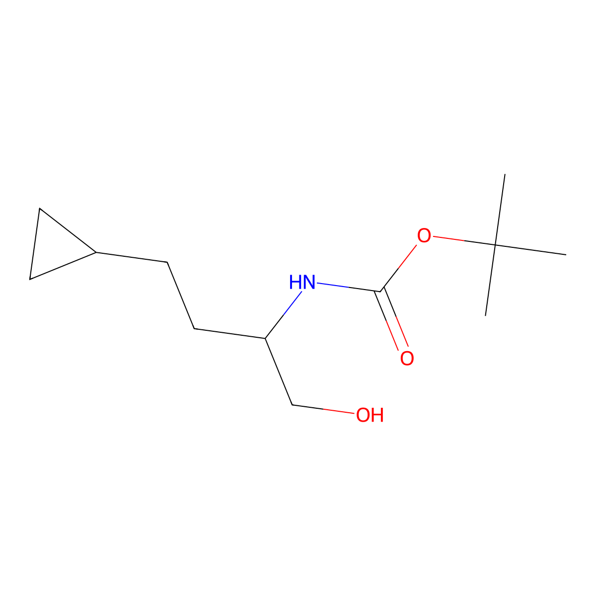 tert-butyl N-(4-cyclopropyl-1-hydroxybutan-2-yl)carbamate molecular structure, CAS 2913415-55-9