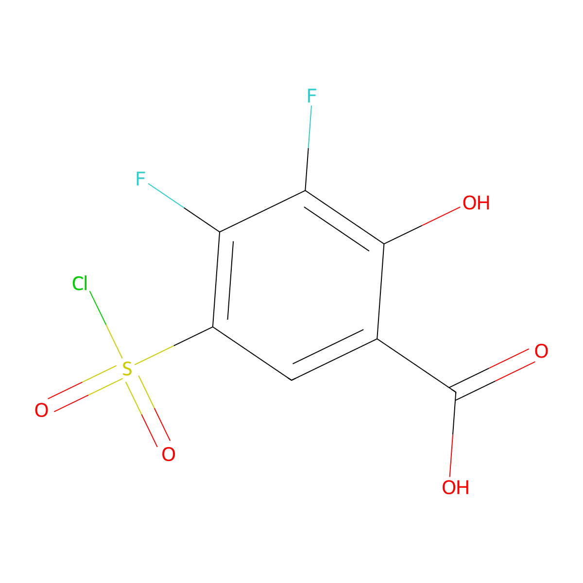 5-(Chlorosulfonyl)-3,4-difluoro-2-hydroxybenzoic acid molecular structure, CAS 2913415-57-1
