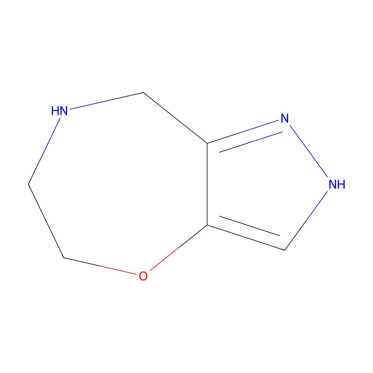 2H,5H,6H,7H,8H-pyrazolo[3,4-f][1,4]oxazepine molecular structure, CAS 2913415-64-0