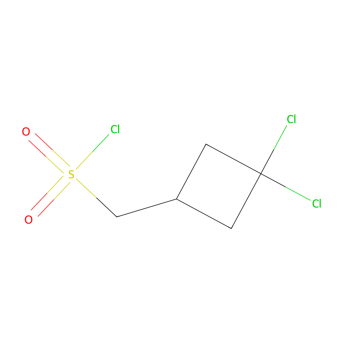 (3,3-Dichlorocyclobutyl)methanesulfonyl chloride molecular structure, CAS 2913415-81-1