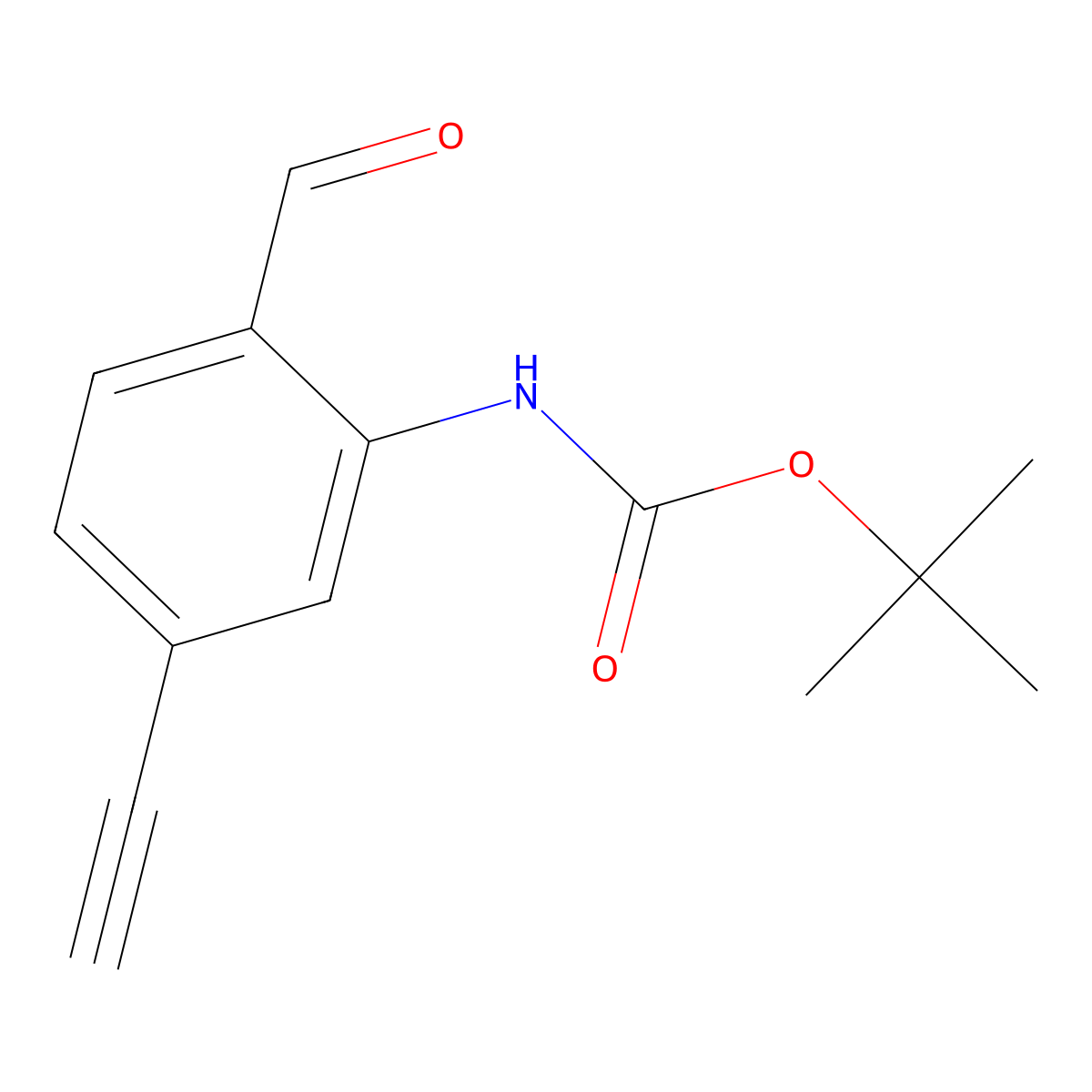tert-butyl N-(5-ethynyl-2-formylphenyl)carbamate molecular structure, CAS 2913415-89-9