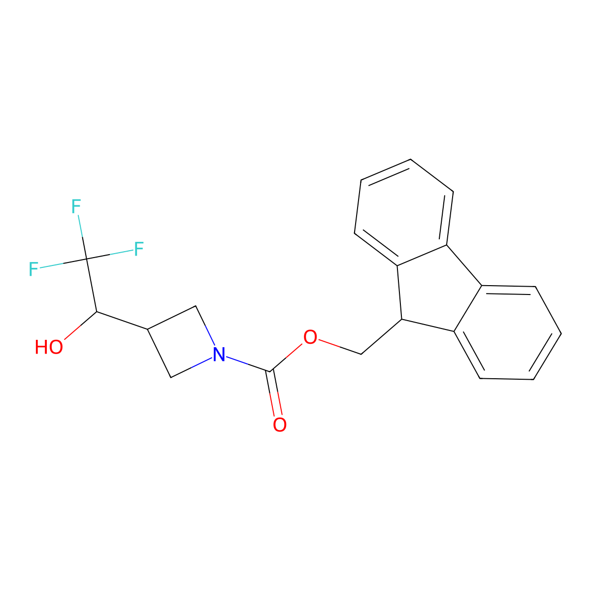 (9H-fluoren-9-yl)methyl 3-(2,2,2-trifluoro-1-hydroxyethyl)azetidine-1-carboxylate molecular structure, CAS 2913415-94-6