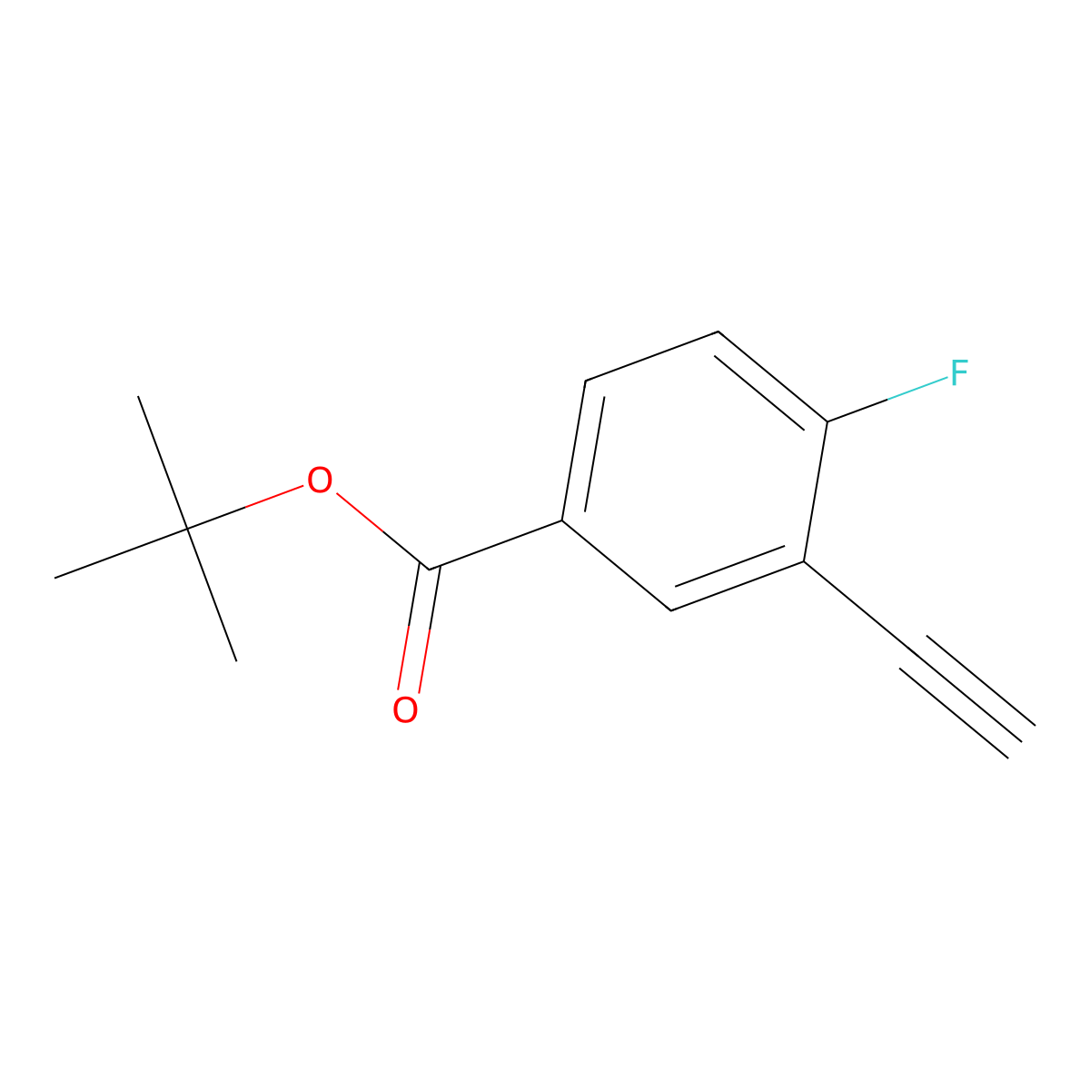Tert-butyl 3-ethynyl-4-fluorobenzoate molecular structure, CAS 2913416-05-2