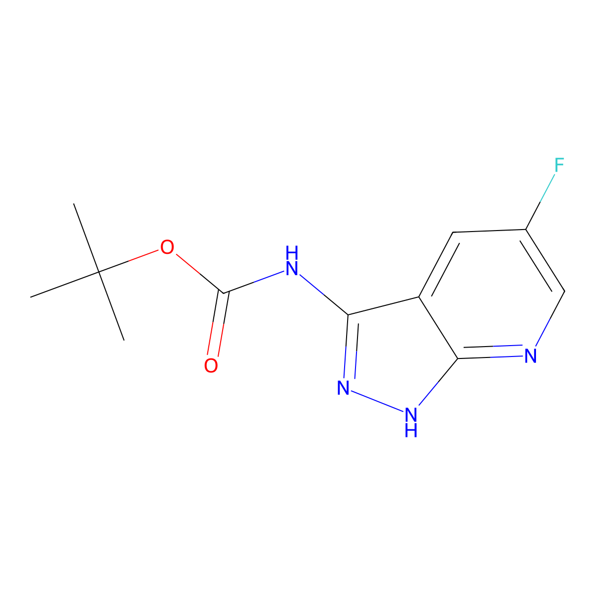 tert-butyl N-{5-fluoro-1H-pyrazolo[3,4-b]pyridin-3-yl}carbamate molecular structure, CAS 2913416-31-4