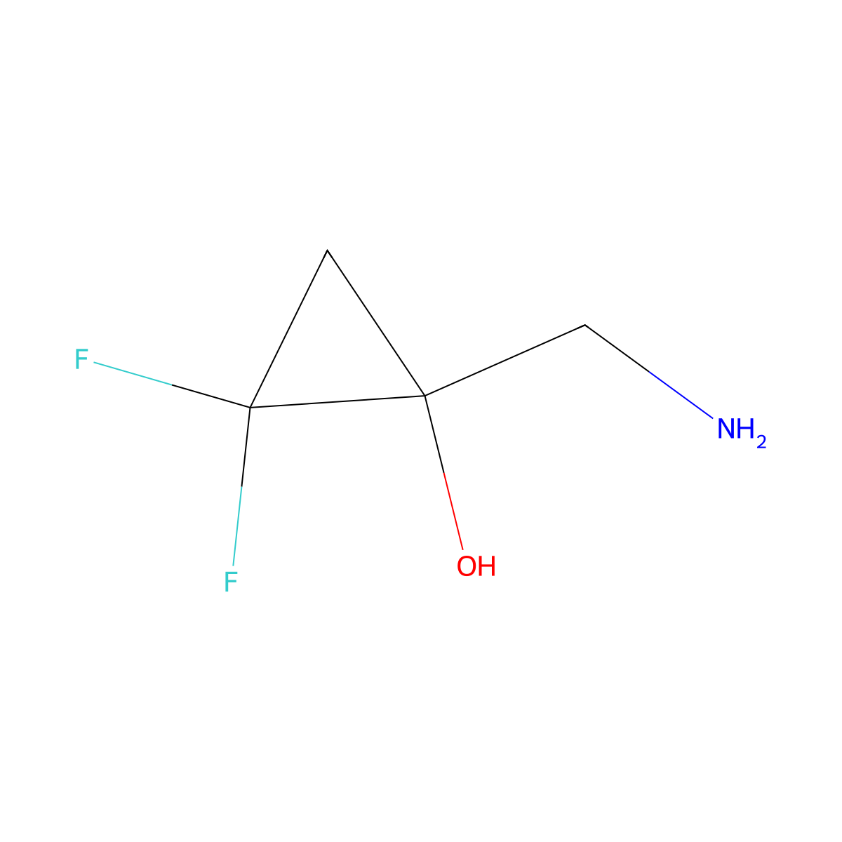 1-(Aminomethyl)-2,2-difluorocyclopropan-1-ol molecular structure, CAS 2913416-34-7