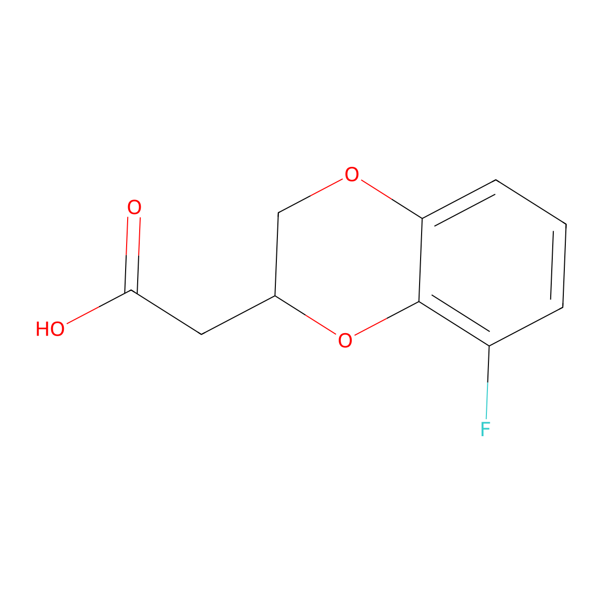 2-(8-Fluoro-2,3-dihydro-1,4-benzodioxin-2-yl)acetic acid molecular structure, CAS 2913416-44-9